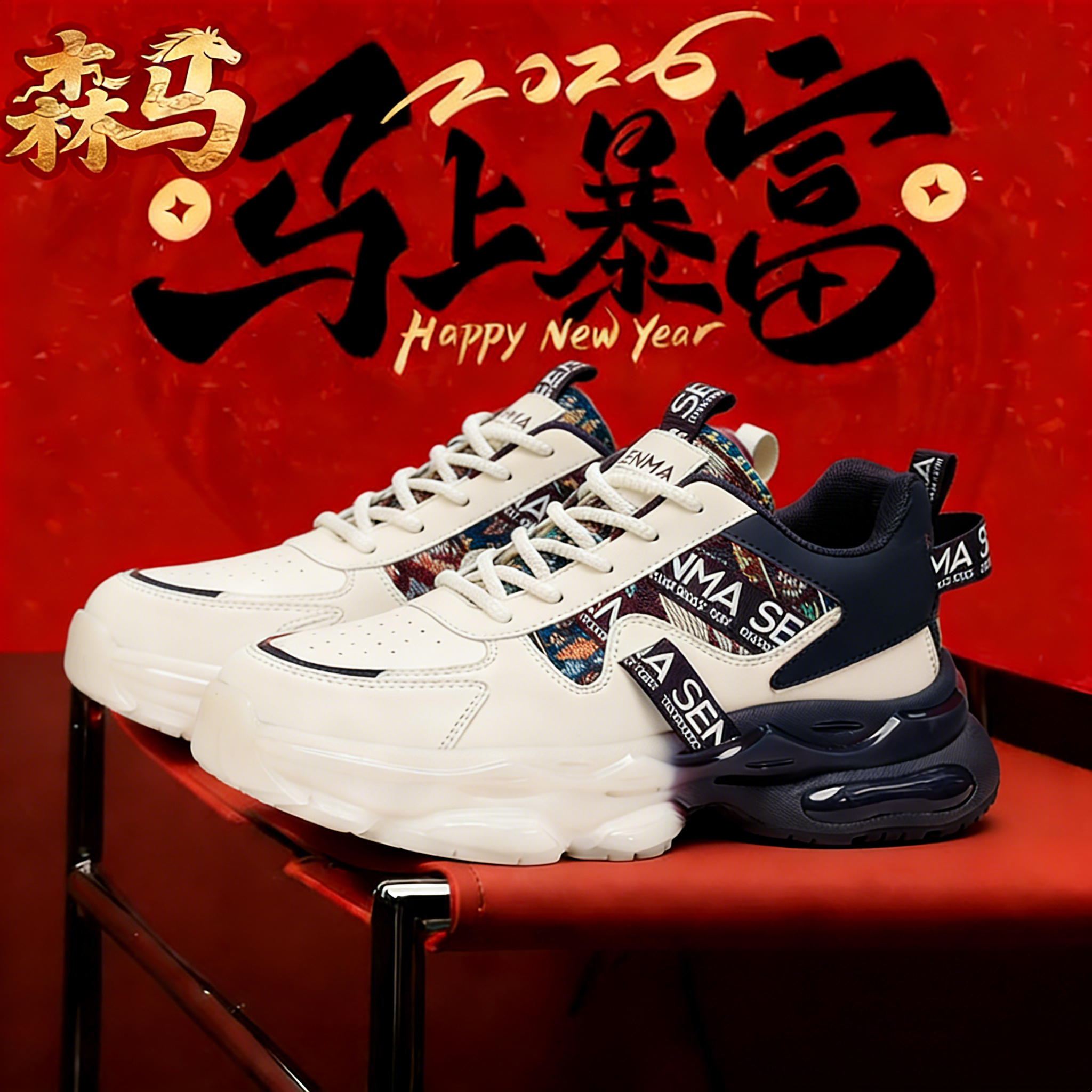 森马老爹鞋男款青少年2026春季新款增高真皮耐磨休闲潮流运动鞋男