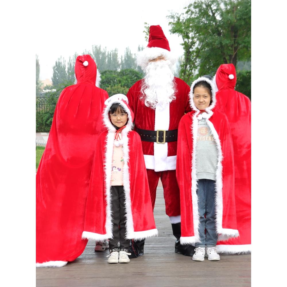 圣诞节日服成人金丝绒圣诞披风斗篷小红帽披肩派对COS舞台演出服