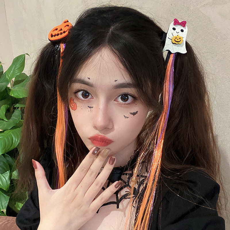 万圣节彩绳编发神器气质流苏丝带头绳网红鸭嘴夹发带女绑发脏辫夹