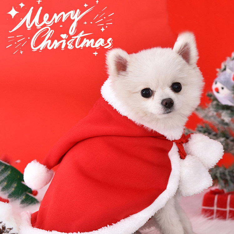 狗狗圣诞节披风猫咪冬季泰迪新年衣服宠物柯基法斗过年斗篷拜年服