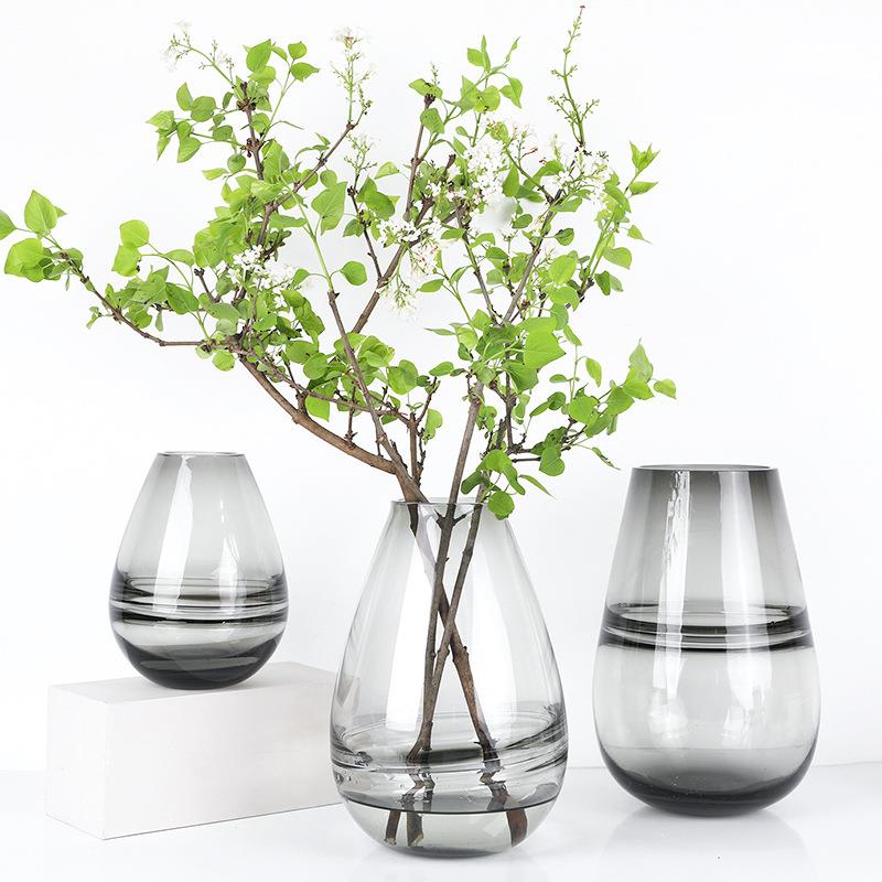北欧彩色玻璃花瓶透明水培插花花器 客厅餐桌工艺品摆件