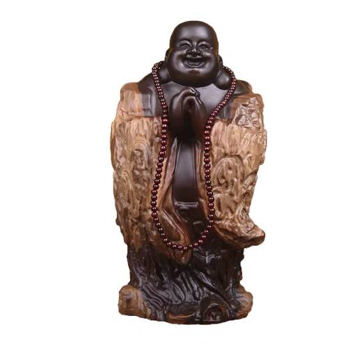 热销黑檀实木雕j刻弥勒佛根雕摆件大号恭喜笑佛像工艺品红木家居