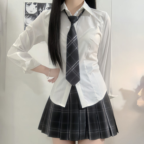 弹力修身jk制服纯欲风衬衫