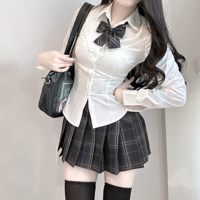 jk制服套装收腰长袖衬衫