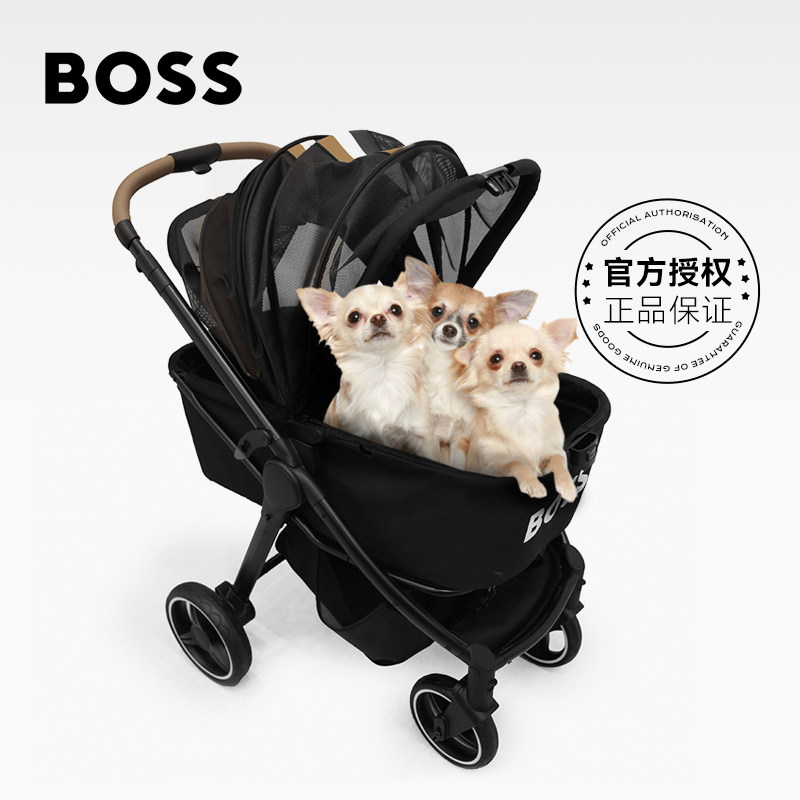 BOSS进口正品轻便折叠宠物推车狗狗中小型专用猫咪外出遛狗宠物车