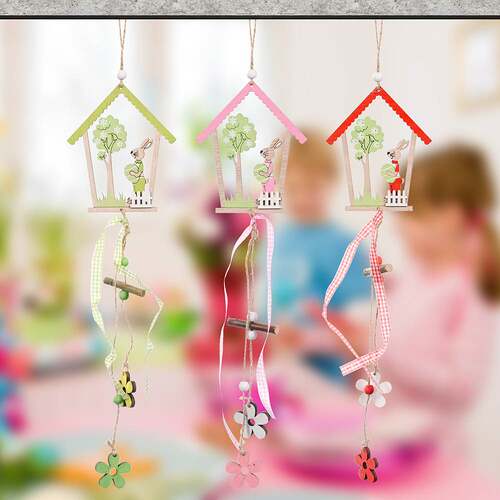 新品New Easter Decorations Egg House HHug Egg Rabbit Wooden