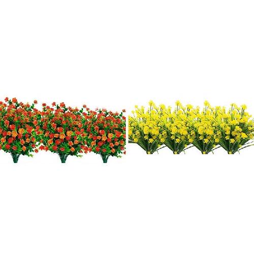 极速8Pcs Artificial Flowers Outdoor UvJ Resistant Plants, 8
