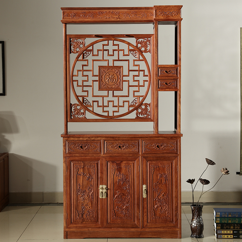 极速红木玄关柜屏风柜非洲花梨木中式房间L门厅隔断客厅双面实木