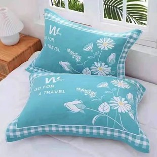 包邮 全棉成人枕头巾E 5278加大纯棉纱布枕 枕巾纯棉一对 极速