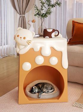 可爱小猫猫床头柜家用卧室边柜创意卡通2024新款儿童房床头置物架