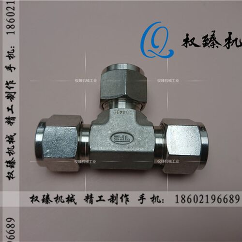 现货速发。JPE 不锈钢6镀银模锻双卡套式三通中间管接头 1/2OD