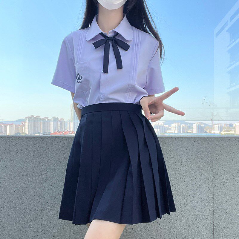 现货速发泰式校服秋冬长袖学院风jk打底内搭上衣泰国宽松大码衬衣
