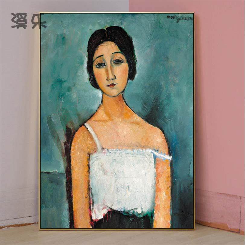 溪乐莫迪里阿尼女人挂画油画欧式墙画文艺复古客厅卧室墙壁画