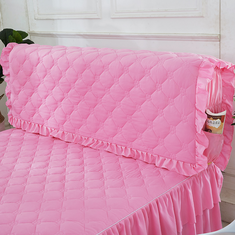 速发韩式公主风夹防加厚全包床头罩布艺可拆洗实木皮床头套软包棉