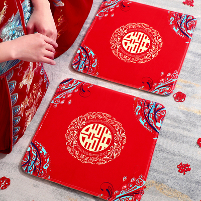 速发结婚用品拜垫跪垫家用婚红新人改口色茶喜垫一对装礼敬新娘坐