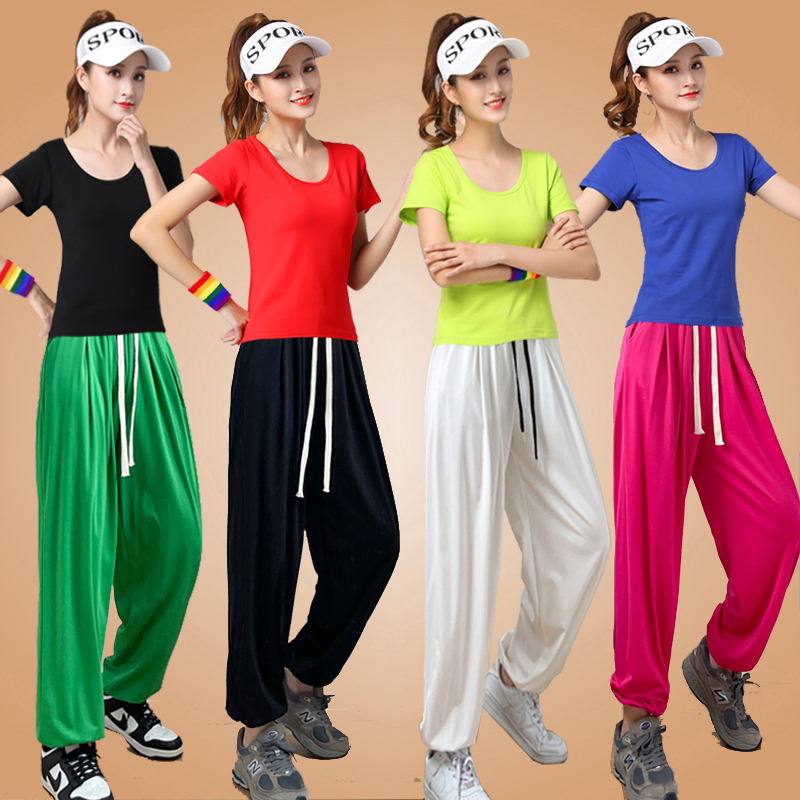 速发杨丽萍套装舞服装广场新款健身操运动纯棉上衣练功灯笼裤