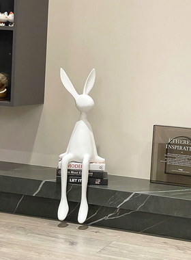 速发极简黑白爱可长耳朵兔子摆件样板间客厅电酒柜旁视柜书柜装饰