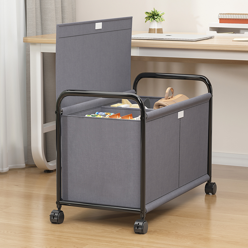 速发收纳公桌下书包置物架零食筐可移动玩纳收具小推车办筐室工位