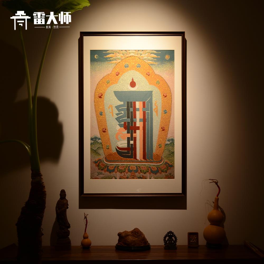 十相自在唐卡挂画 刺绣藏传佛像客厅玄关装饰画新中式沙发背景图片