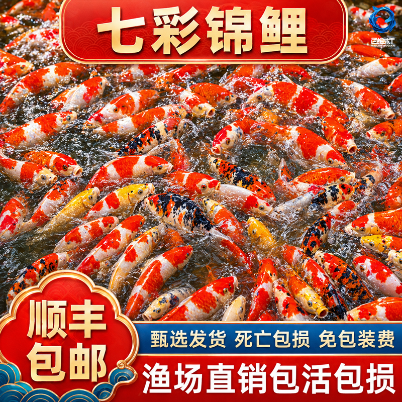 顺丰锦鲤鱼活鱼冷水淡水鱼苗观赏鱼金鱼小型好养耐活纯种红白三色