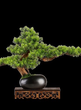 新品中式盆景仿真迎n客松摆件禅意客厅玄关办公室酒店绿植桌面软