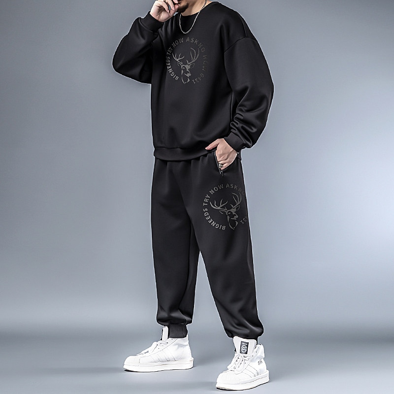 新品大码卫c衣套装男春秋季加肥加大宽松胖子男装男士运动服肥佬