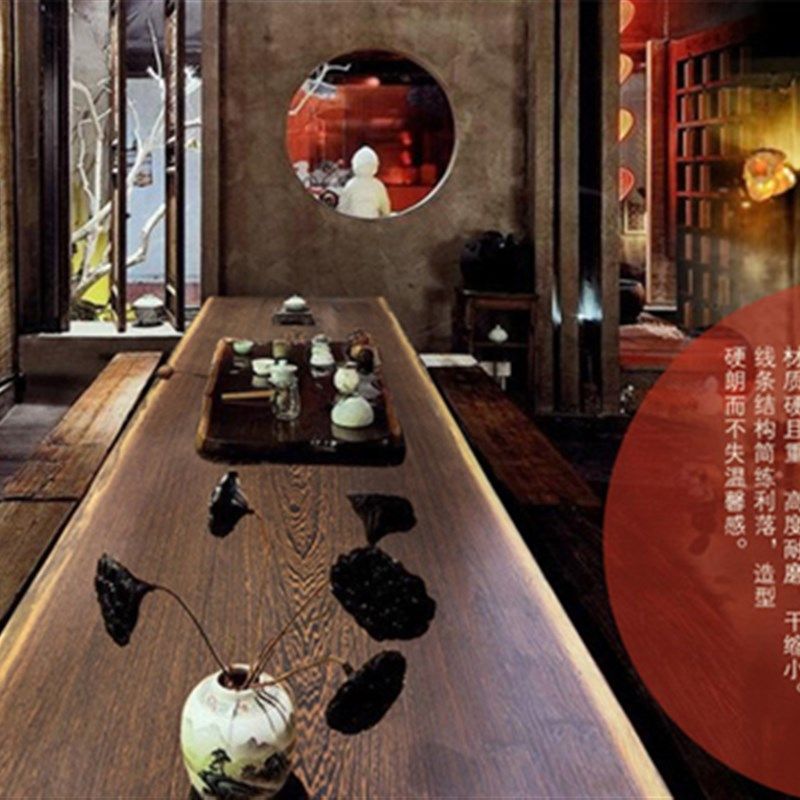 极速非洲花e梨大板实木板材原木桌红木整块大木板茶台茶桌办公桌