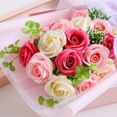 极速厂家情人节创意七夕礼物送男女B朋友新款 19朵香皂花仿真玫瑰