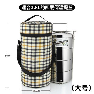 极速格子饭盒袋保温手提袋大号防B水便当包零食包铝膜圆形小号带