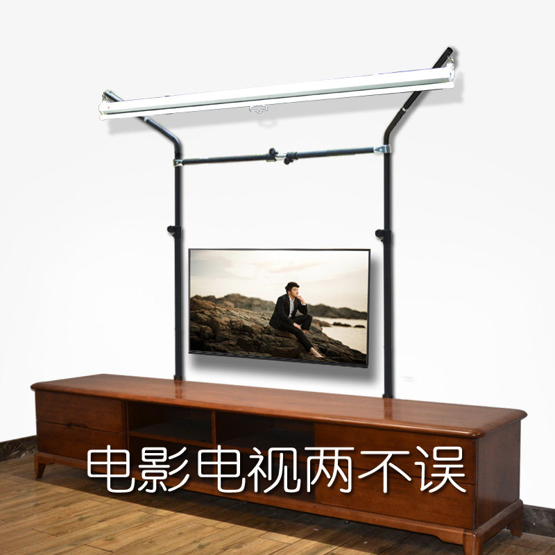 极速投影支架幕布100寸电动手拉画框G幕布壁挂幕落地支架进电视柜