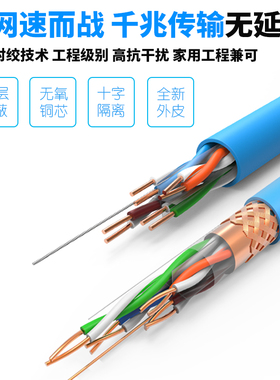 极速超六类双屏蔽千兆网线家用5Gcat6GA万兆网线8芯无氧铜工程线3