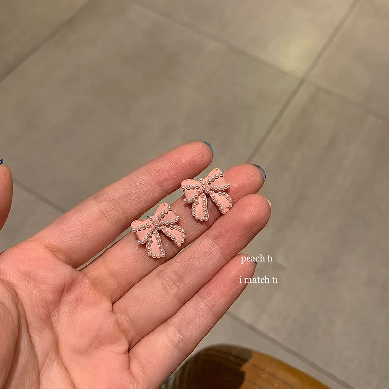 极速【蜜b桃茶】小公主蝴蝶结耳环花朵韩国气质网红耳钉2025年新