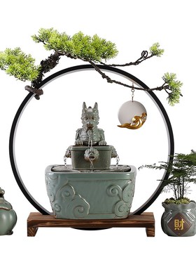 极速麒麟禅意循环流水喷泉招财摆件客厅办公室Q桌面雾化加湿器开