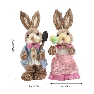 极速2PCS 23/35CM Straw Bunny Easter Decor SimulationX Cute R