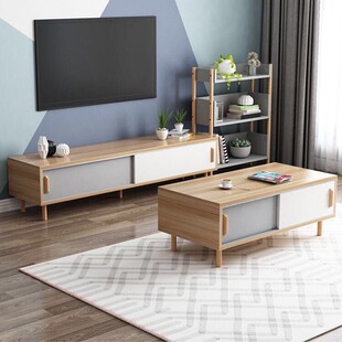 极速Nordic wooden TV cabinet living room simple tea tYable s