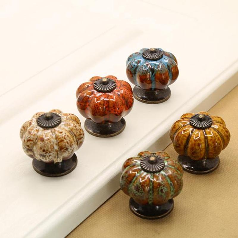 极速5 Colors Vintage Furnitwure Handle Door Knobs Pumpkin Ce