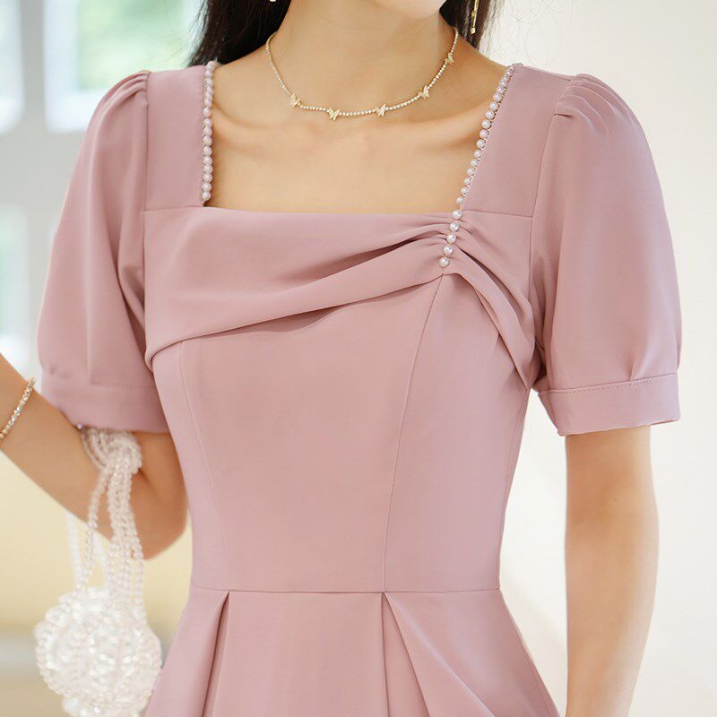 新品粉色伴娘服202n5夏季新款订婚宴仙气小个子显瘦遮肉礼服女日