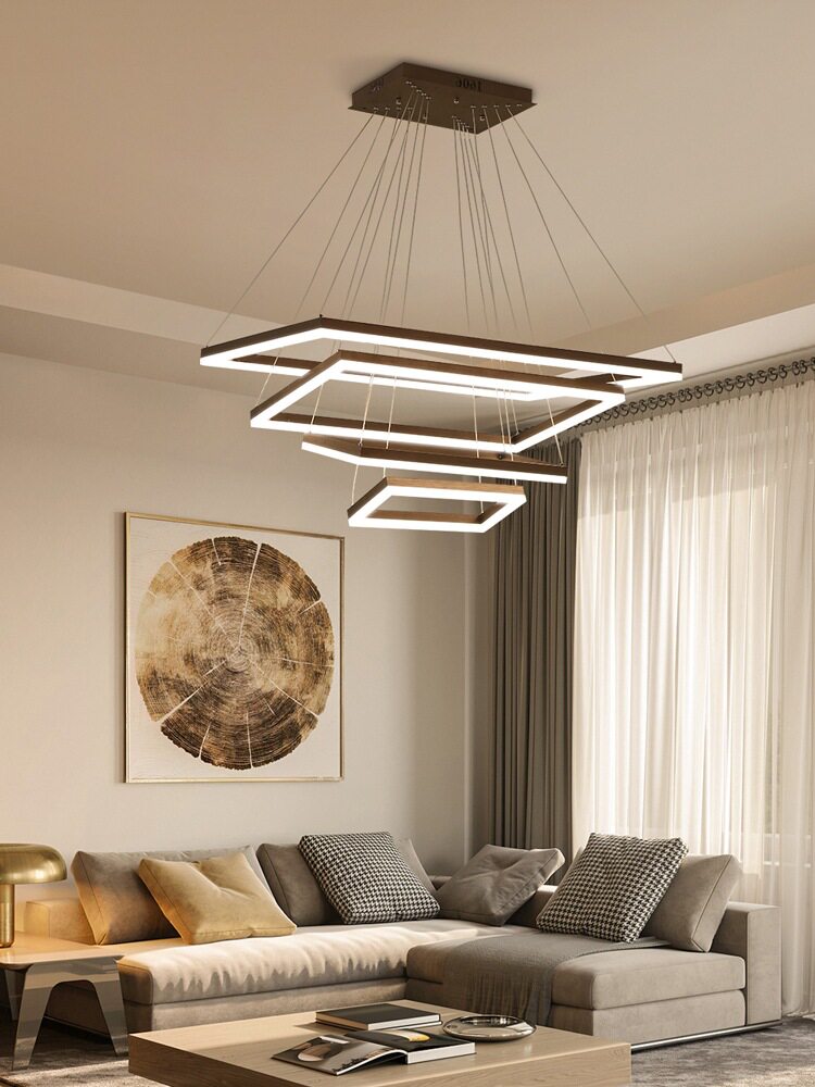 LED中空客厅吊灯 loft吧台长方形现代个性楼梯灯商用艺术餐厅吊灯