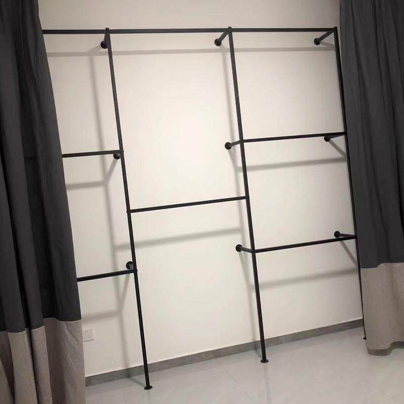 上墙壁挂式挂衣服架落地式服装店展示架双层挂衣杆侧挂衣j&omega;