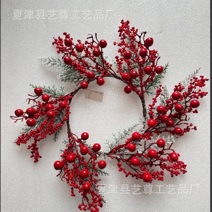 亚马逊热销 圣诞植绒花环蝴蝶结花环圣诞节橱窗门挂件烛台花环