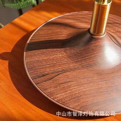 北欧轻奢餐厅吊灯飞碟餐桌吧台茶室灯中古风复古木纹卧室床头吊灯