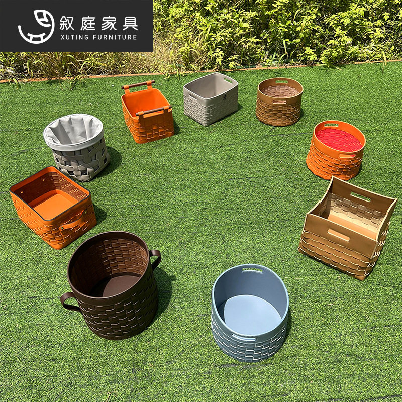 手工编织皮革收纳筐轻奢皮质收纳篮家用衣服玩具杂物收纳箱子组合
