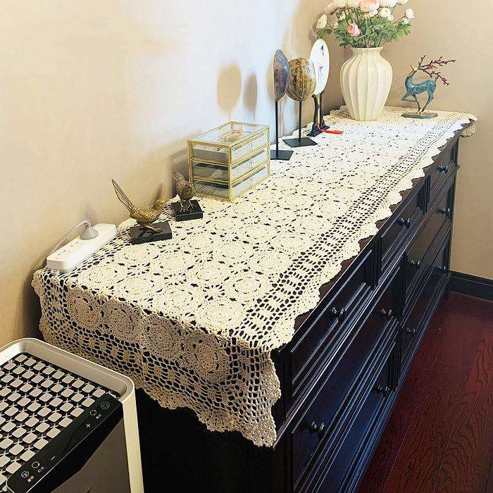 手工编织纯棉蕾丝钩针钩花美式乡村复古钢琴茶几桌子柜子装饰盖布