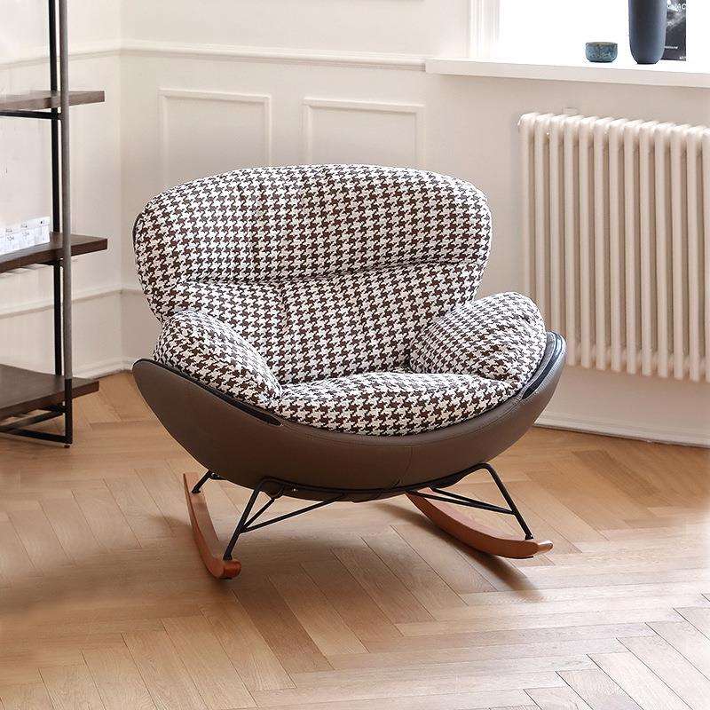 2022新款千鸟格摇摇椅家用客厅阳台单人休闲椅轻奢懒人摇椅沙发椅