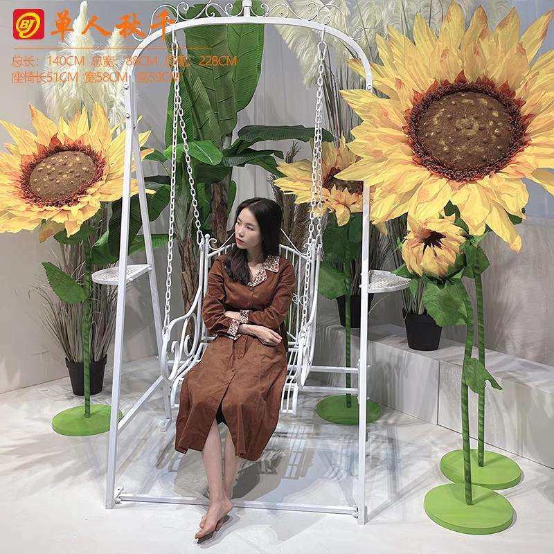 铁艺户外秋千单人欧式阳台吊椅吊篮庭院室内摇篮椅婚庆婚礼摆件