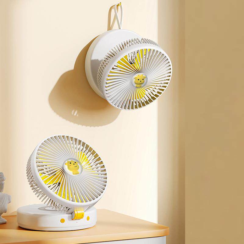 USB台式挂壁4档风力遥控功能小夜灯摇头风扇充电迷你风扇学生床上