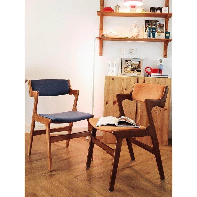 法式复中古风软包实木餐椅单人沙发高靠背书房桌家用梳化妆台凳子