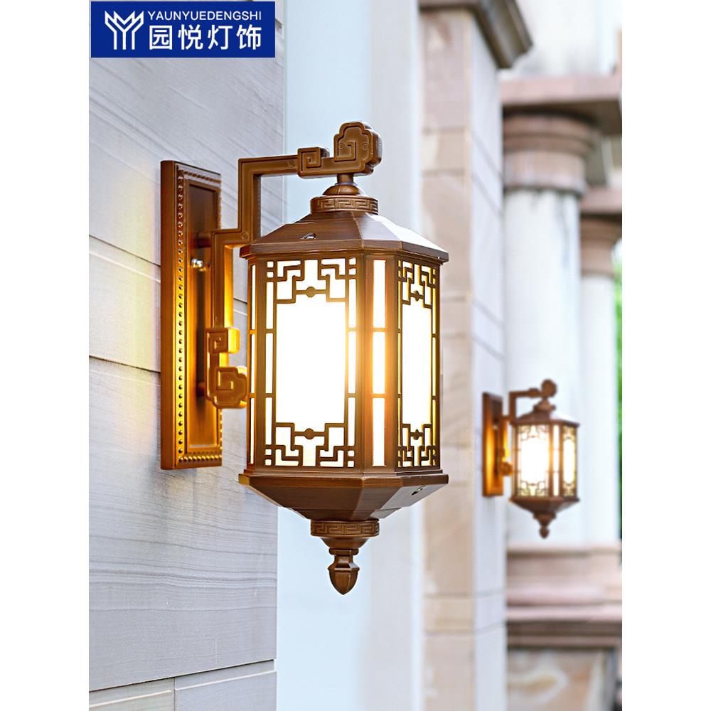 壁灯新中式户外防水别墅大门阳台庭院超亮复古室外院子太阳能墙灯