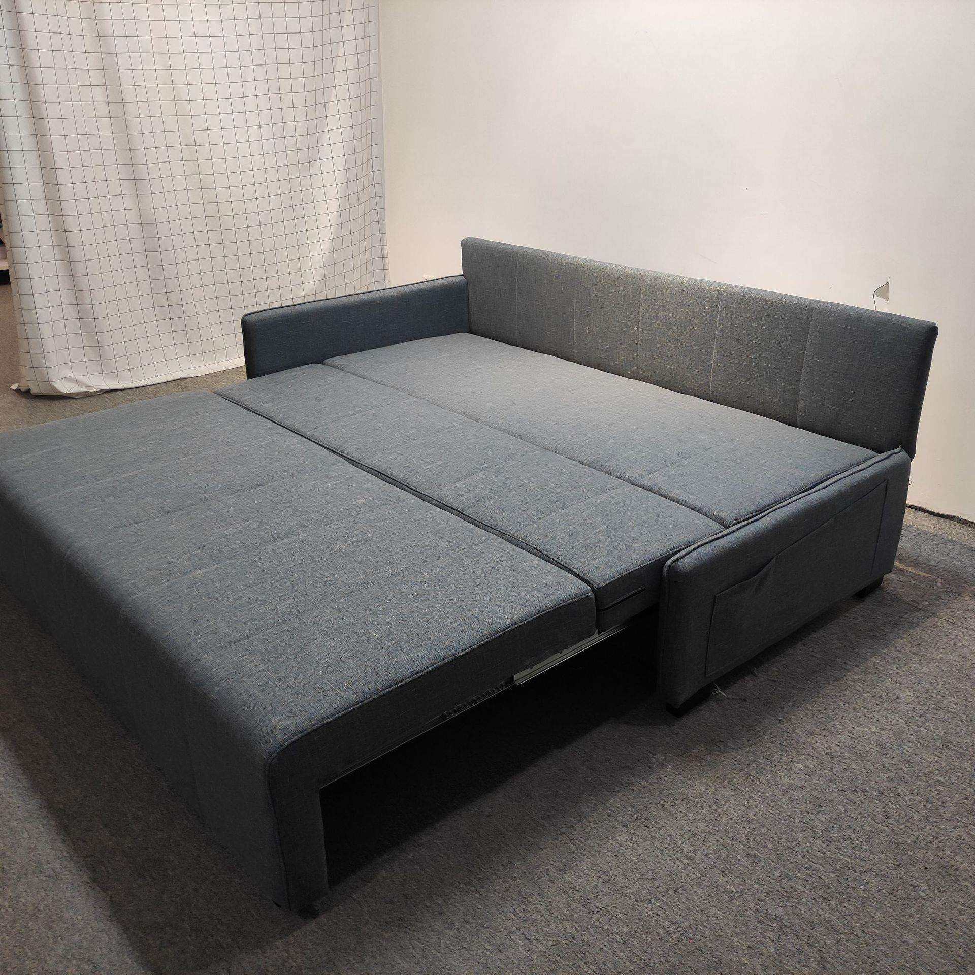 工厂直发布艺款仿棉麻多功能客厅卧室可储物折叠沙发床两用