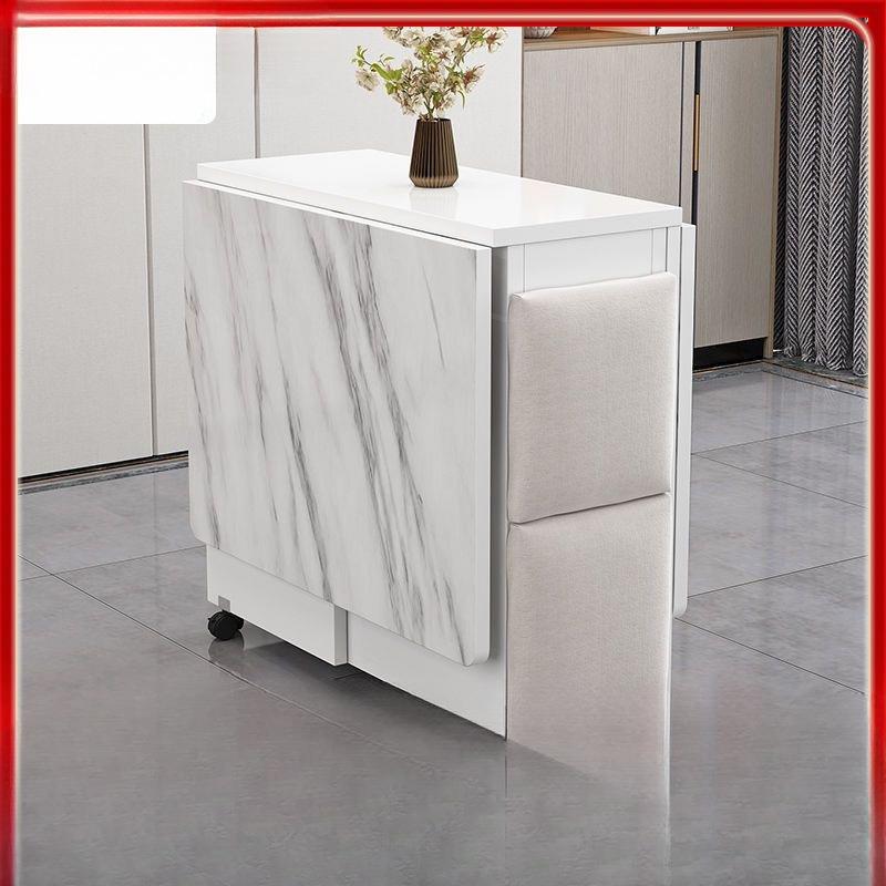 折叠餐桌家用小户型可移动带轮多功能一桌四椅简易长方形吃饭桌子